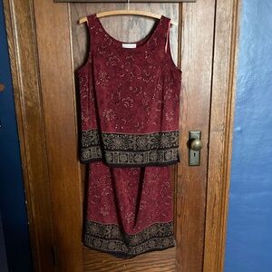 Evan-Picone Vintage Satin 2-Piece Blouse & Maxi Skirt Set - Women's Size 12